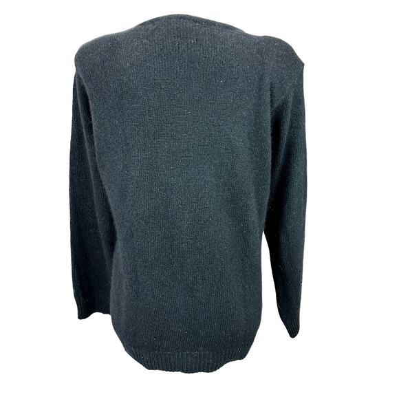 Work In Progress Sequin Sweater Med Black Floral Silk 80s Glam Holiday Vintage - Picture 4 of 12